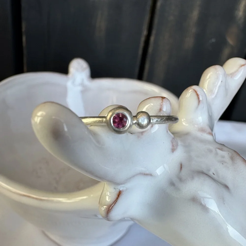 Stacking Pink Tourmaline Pebble Ring SS-NWOT
